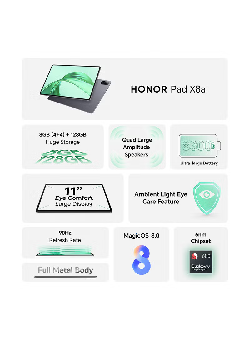HONOR Pad X8a 11" Space Grey 4GB RAM 128GB (Middle East Version)